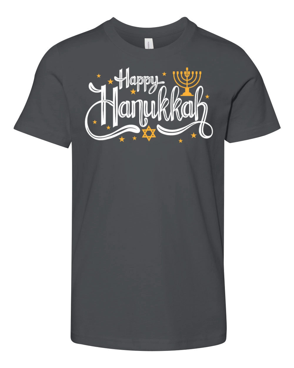 Happy Hanukkah Vintage Menorah Jewish Holiday Youth Unisex Jersey Tee