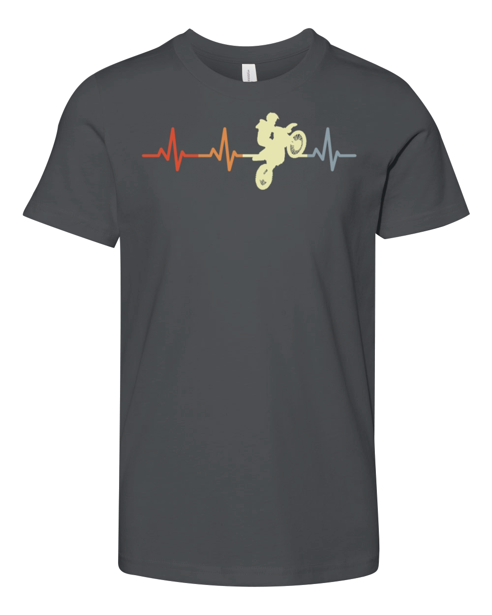Motocross Rider Heart Rate Vintage Youth Unisex Jersey Tee