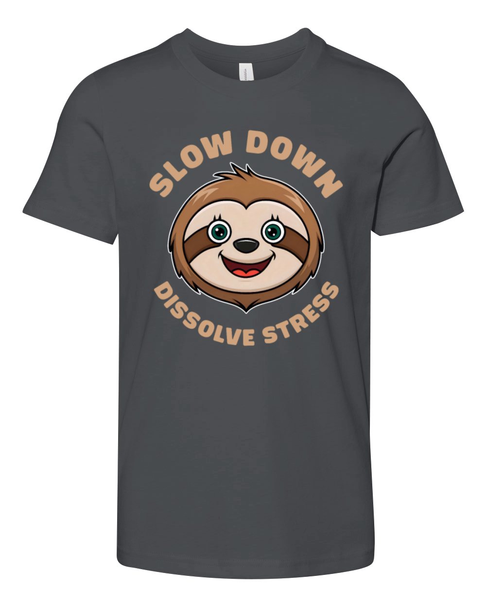 Slow Down for Stress Relief Cute Friendly Sloth Youth Unisex Jersey Tee