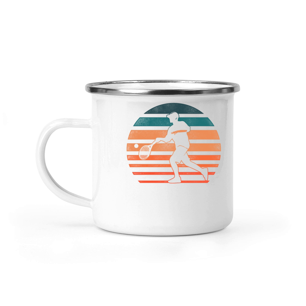 Funny Tennis Player Racket Retro Camping Mug