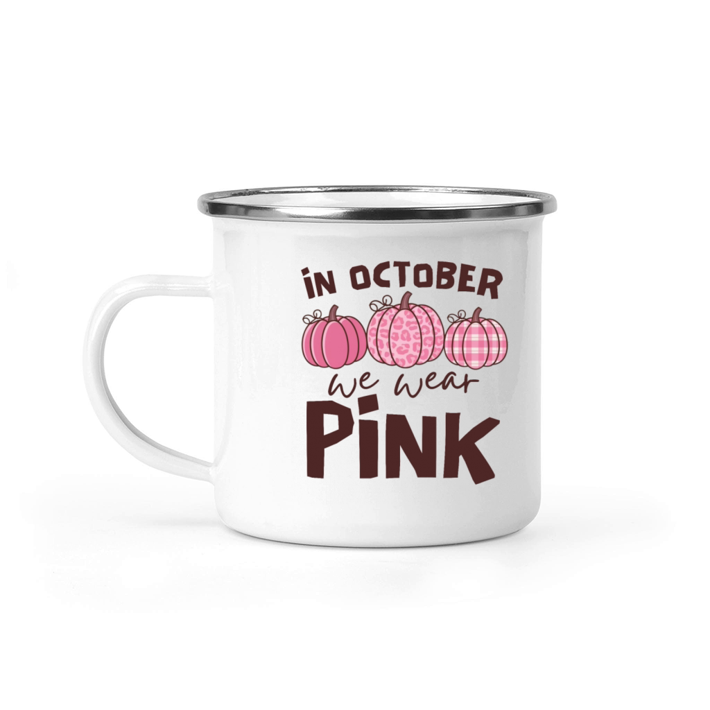 In October We Wear Pink Pumpkins Camping Mug