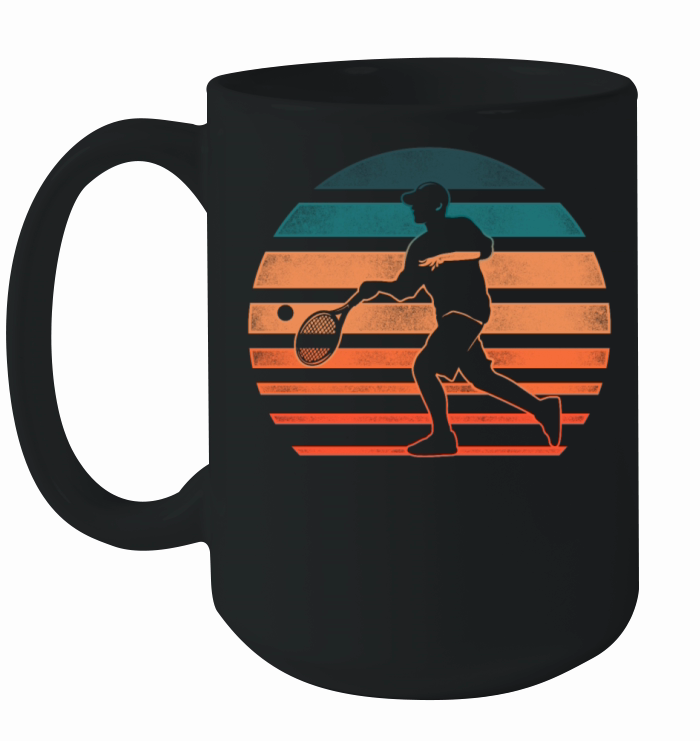 Funny Tennis Player Racket Retro Ceramic Mug