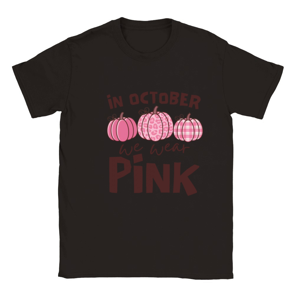 In October We Wear Pink Pumpkins Classic Kids Crewneck T-shirt