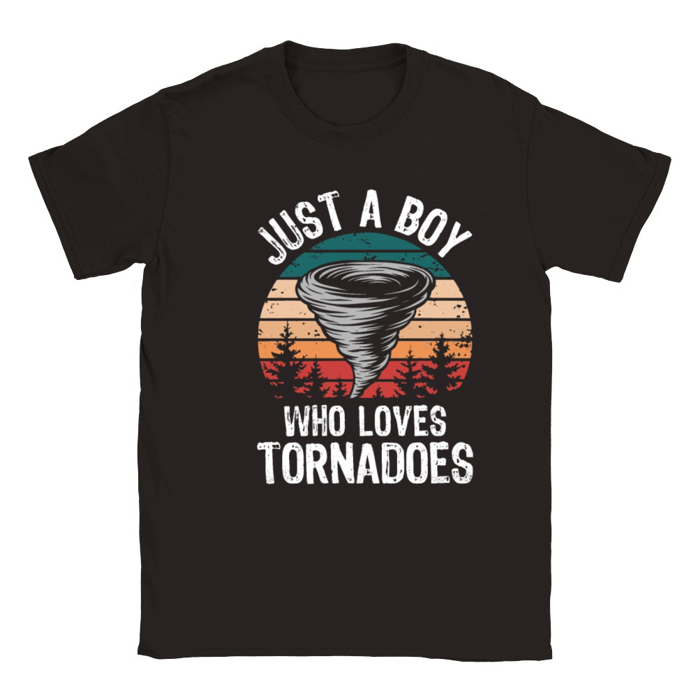 Just a Boy Who Loves Tornadoes Vintage Weather Classic Kids Crewneck T-shirt