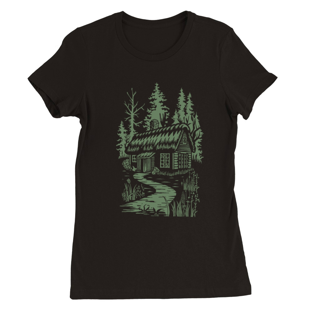 Dark Cottagecore Forest Cabin Fantasy Premium Womens Crewneck T-shirt