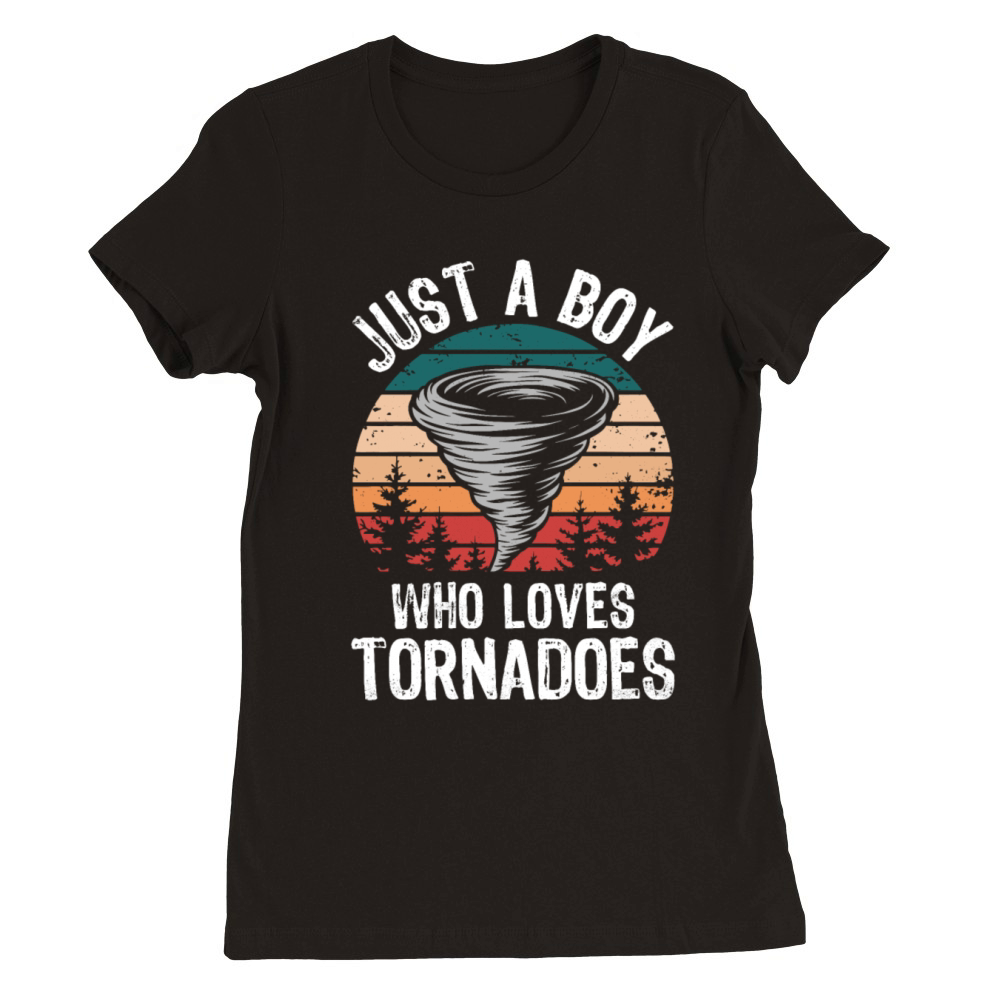 Just a Boy Who Loves Tornadoes Vintage Weather Premium Womens Crewneck T-shirt