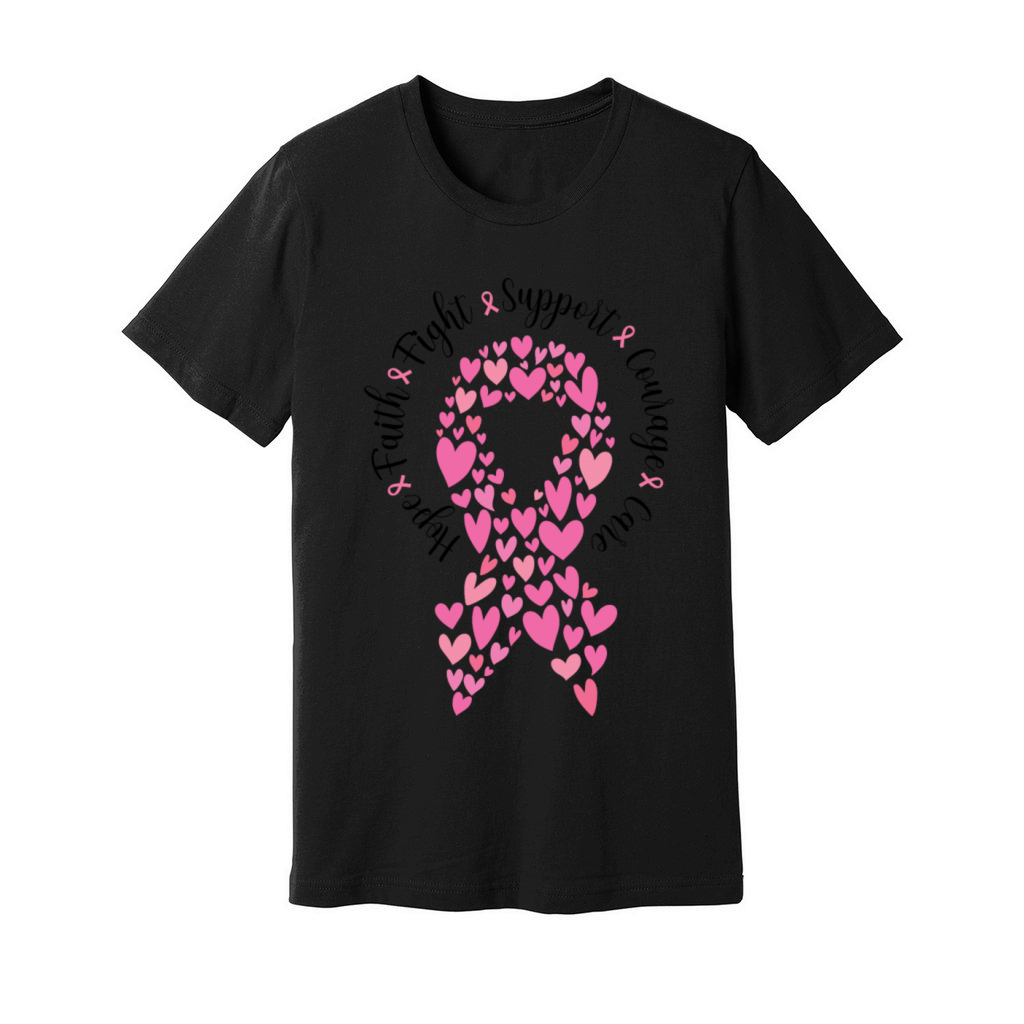 Pink Ribbon and Quote Breast Cancer Month Unisex Jersey Tee