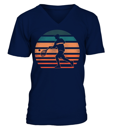 Funny Tennis Player Racket Retro V-Neck T-shirt