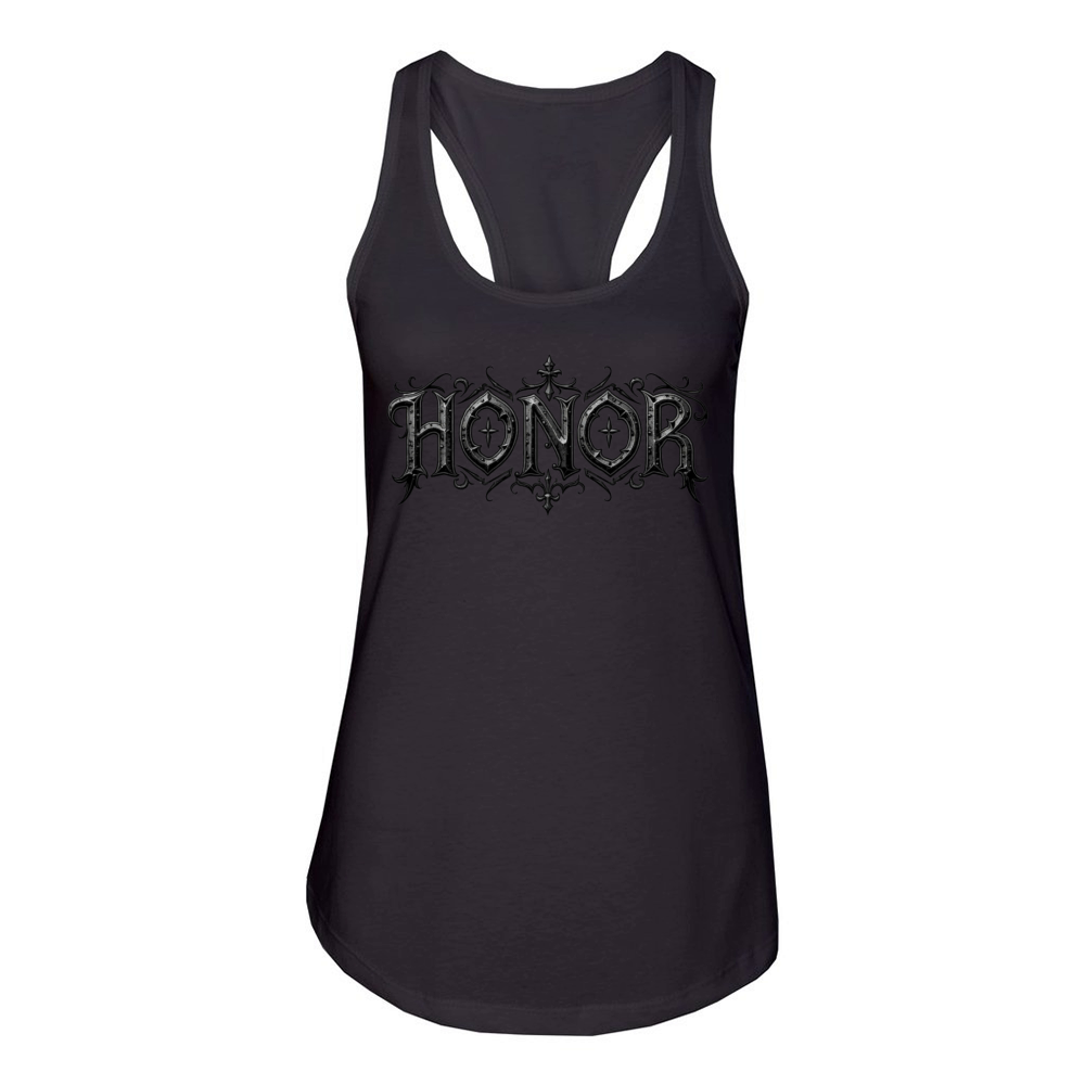 Honor T-Shirt with Medieval Flair - Typography Art Women's Racerback Tank