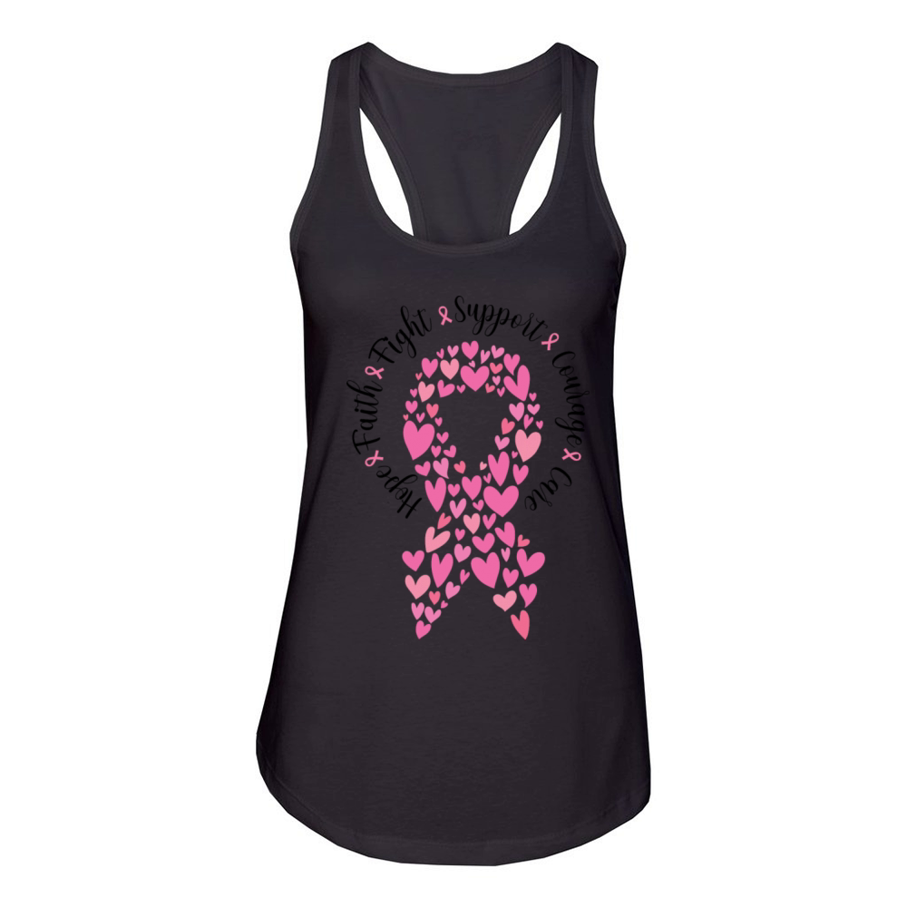 Pink Ribbon and Quote Breast Cancer Month Women's Racerback Tank