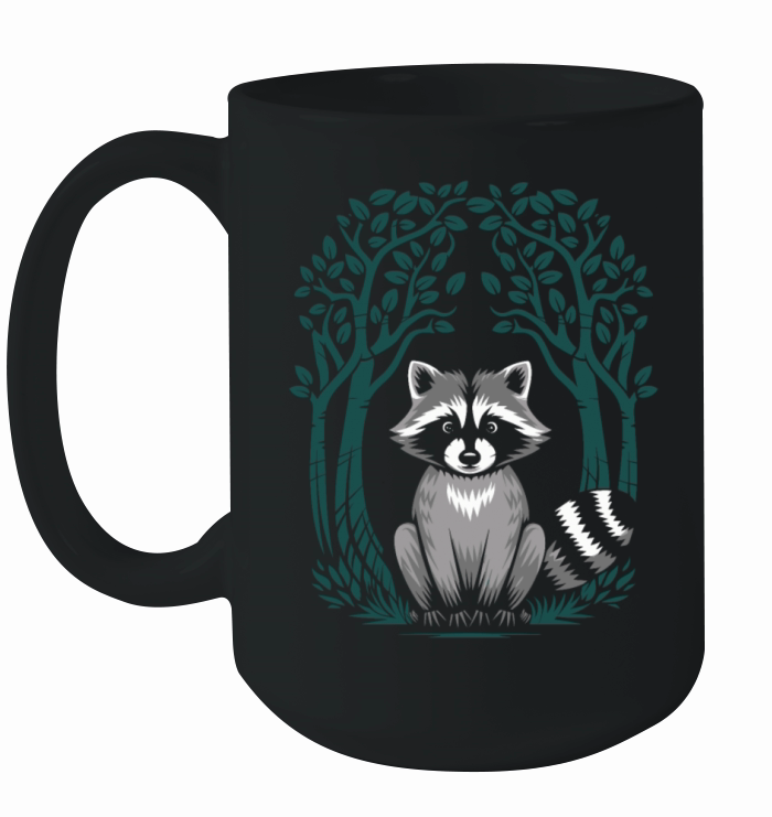 Cottagecore Raccoon Under Forest Ceramic Mug