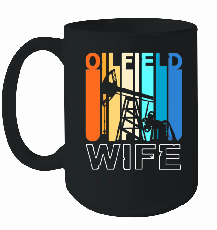 Retro Colorful Oil Drilling Oilfield Wife Ceramic Mug