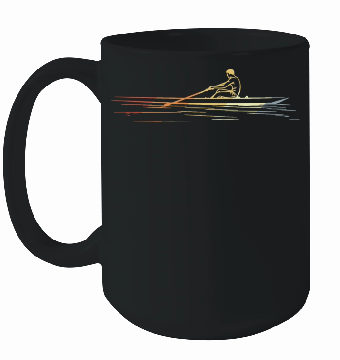 Vintage Rowing Guy Line Art Ceramic Mug