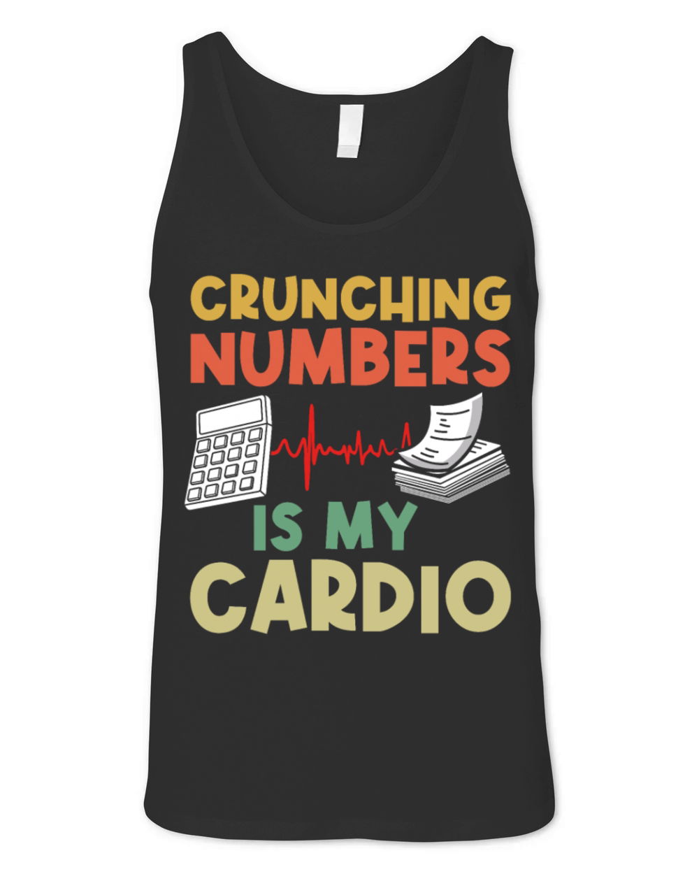 Retro Vintage Crunching Numbers Is My Cardio Unisex Jersey Tank