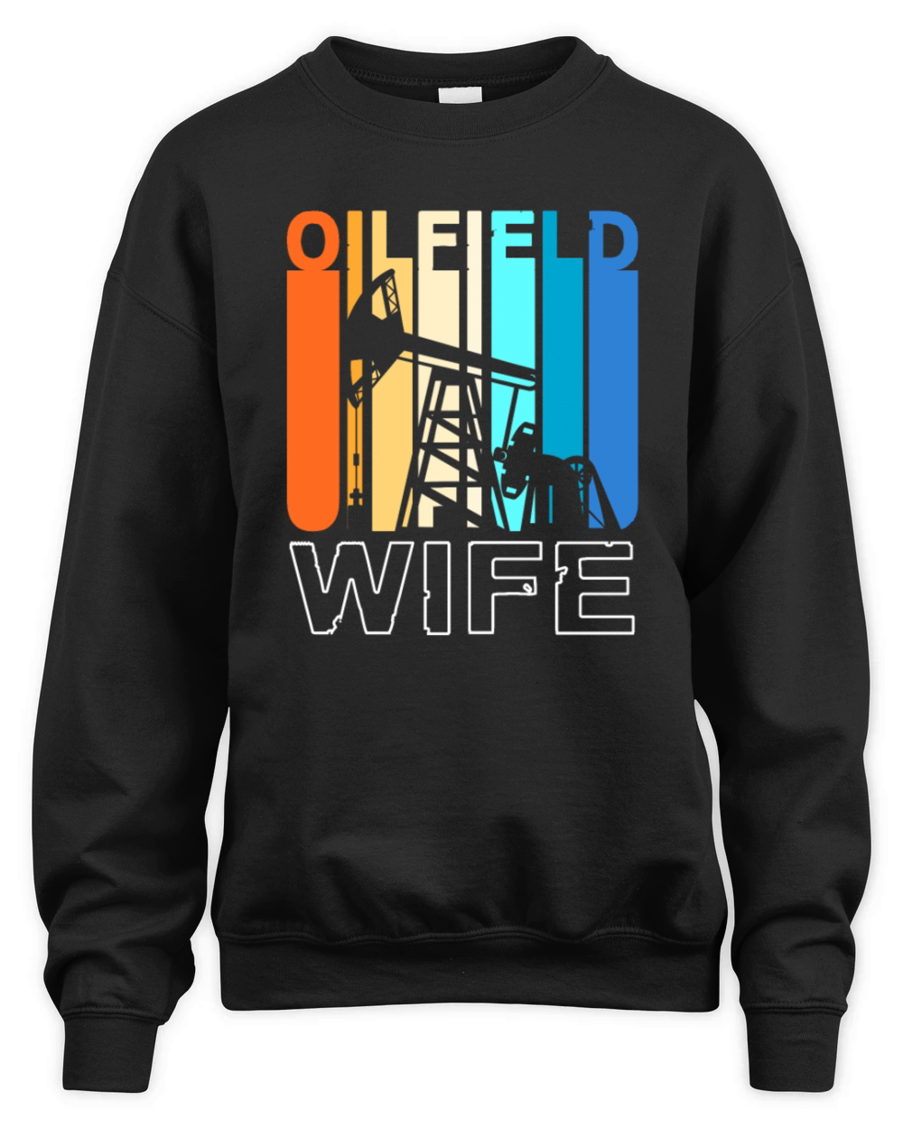 Retro Colorful Oil Drilling Oilfield Wife Unisex Premium Crewneck Sweatshirt
