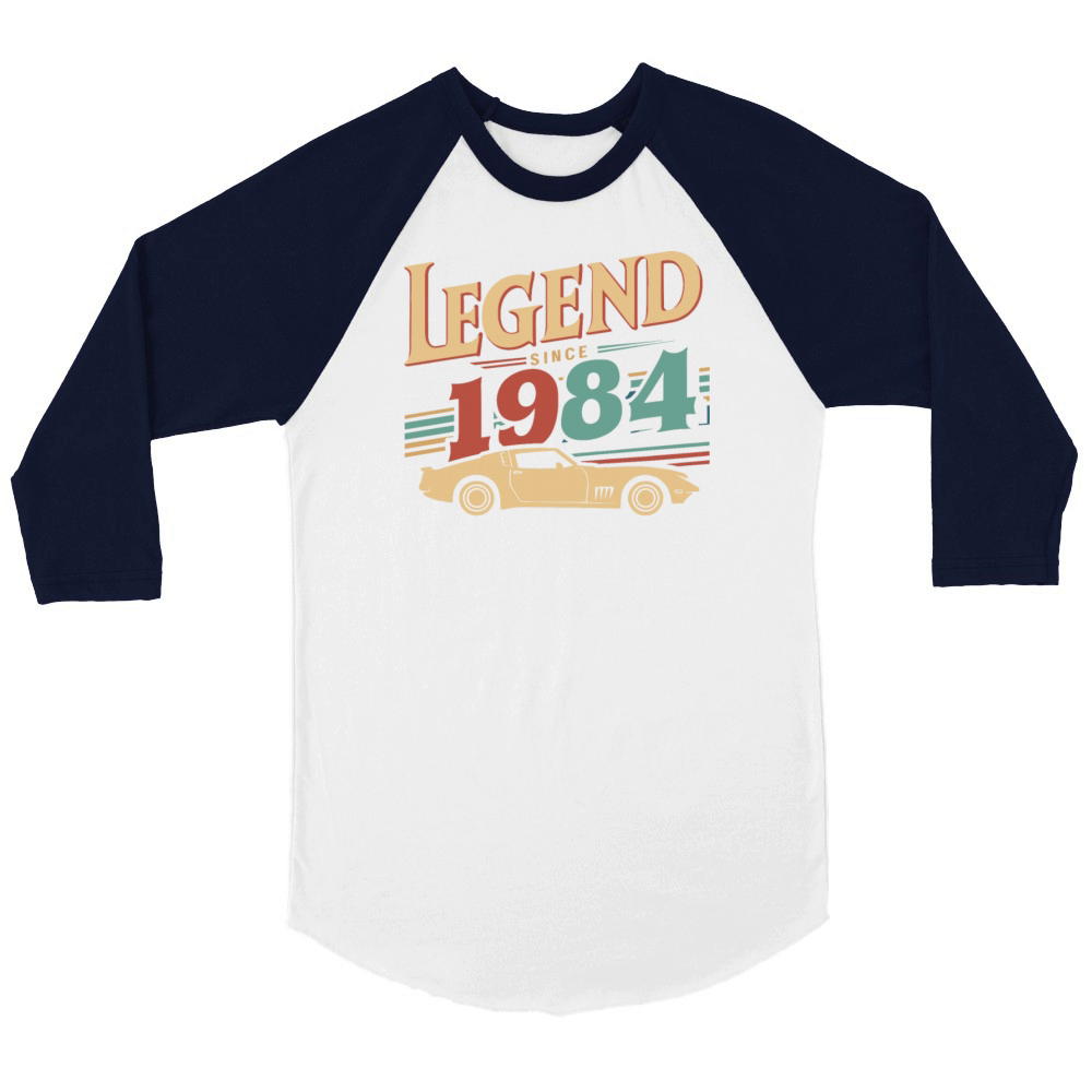 Legend Since 1984 Vintage Car Retro Style Unisex ¾ sleeve Raglan T-shirt