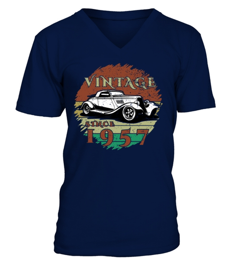 67th birthday Classic Car - Vintage since 1957 V-Neck T-shirt