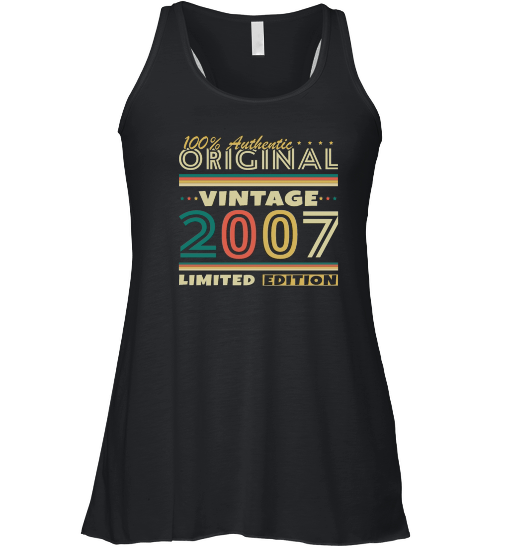 18 Years 2007 Vintage Retro Birthday Gift Women's Flowy Tank Top