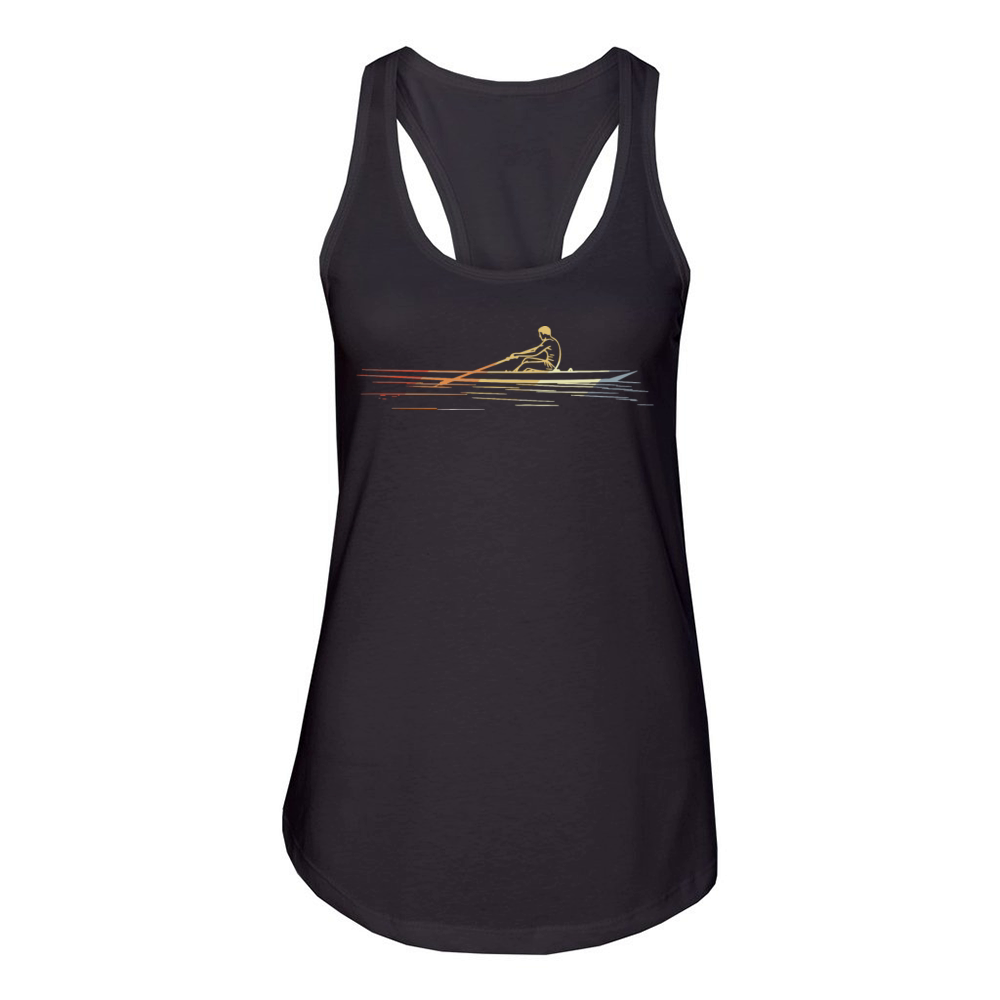 Vintage Rowing Guy Line Art Women's Racerback Tank