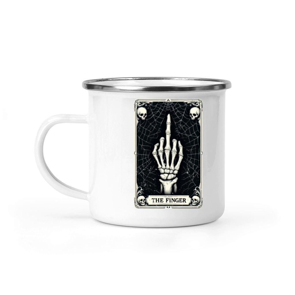Skeletal Middle Finger Tarot Art Camping Mug