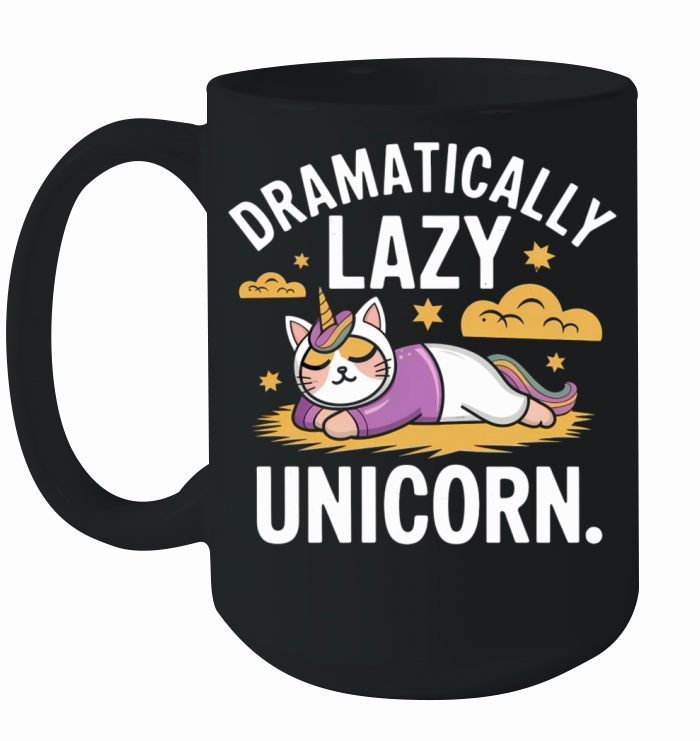 Fun and Lazy Unicorn Cat for Magical Days Ceramic Mug