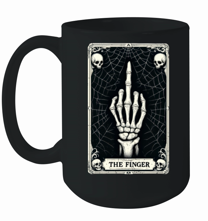 Skeletal Middle Finger Tarot Art Ceramic Mug