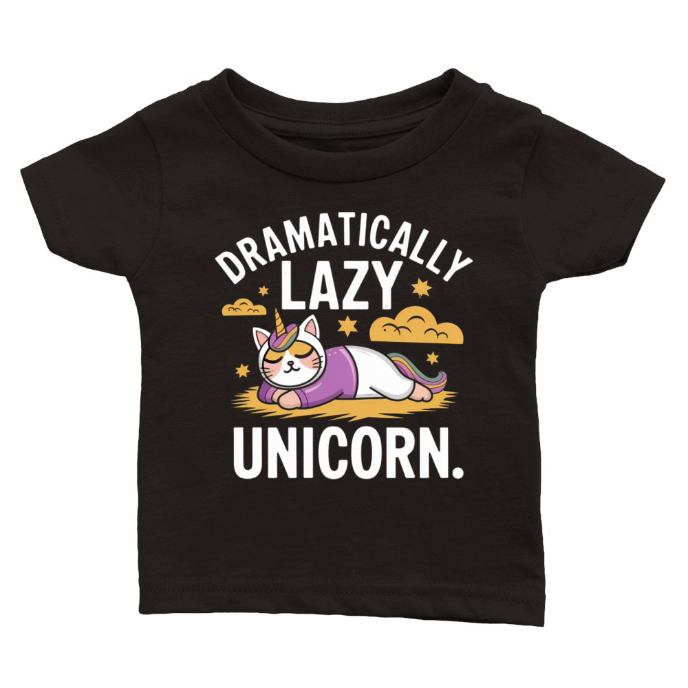 Fun and Lazy Unicorn Cat for Magical Days Classic Baby Crewneck T-shirt