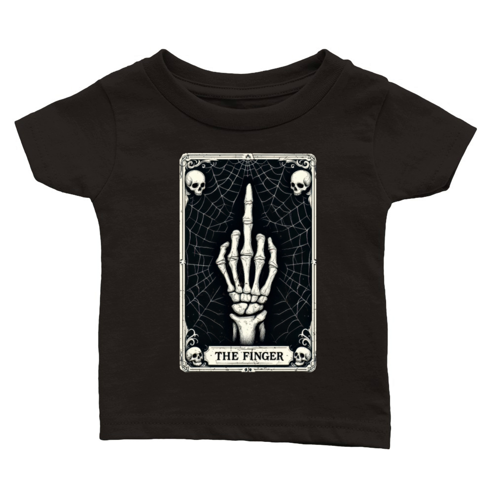 Skeletal Middle Finger Tarot Art Classic Baby Crewneck T-shirt
