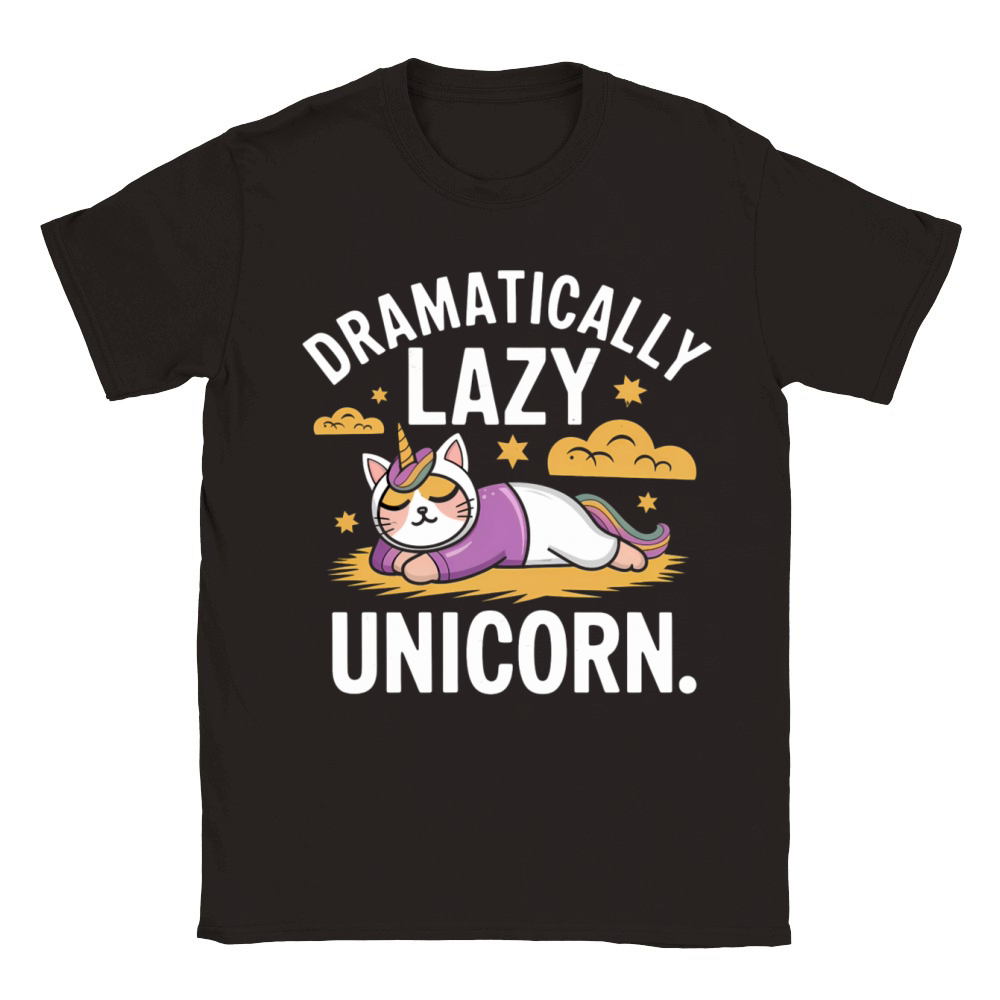Fun and Lazy Unicorn Cat for Magical Days Classic Kids Crewneck T-shirt