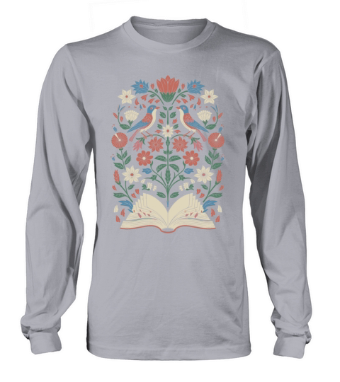 Cottagecore Birds and Blossoms with Open Book Long sleeved Unisex
