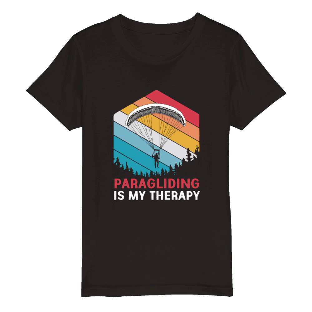 Retro Vintage Paragliding Is My Therapy Organic Kids Crewneck T-shirt