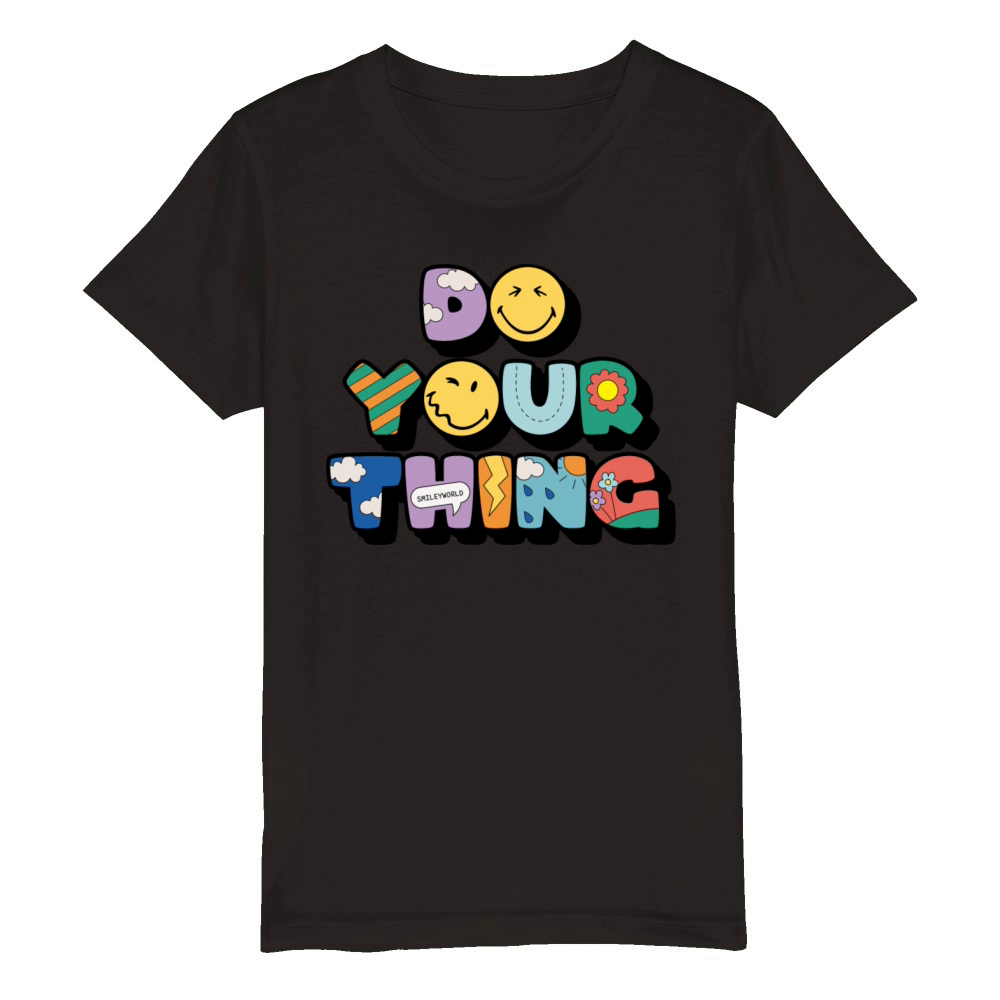 SmileyWorld Do Your Thing Colourful Letters Organic Kids Crewneck T-shirt