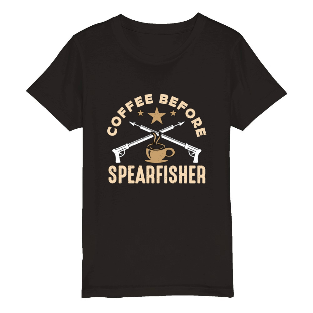 Spearfishing Coffee Before Freedive Coffee Lover Organic Kids Crewneck T-shirt