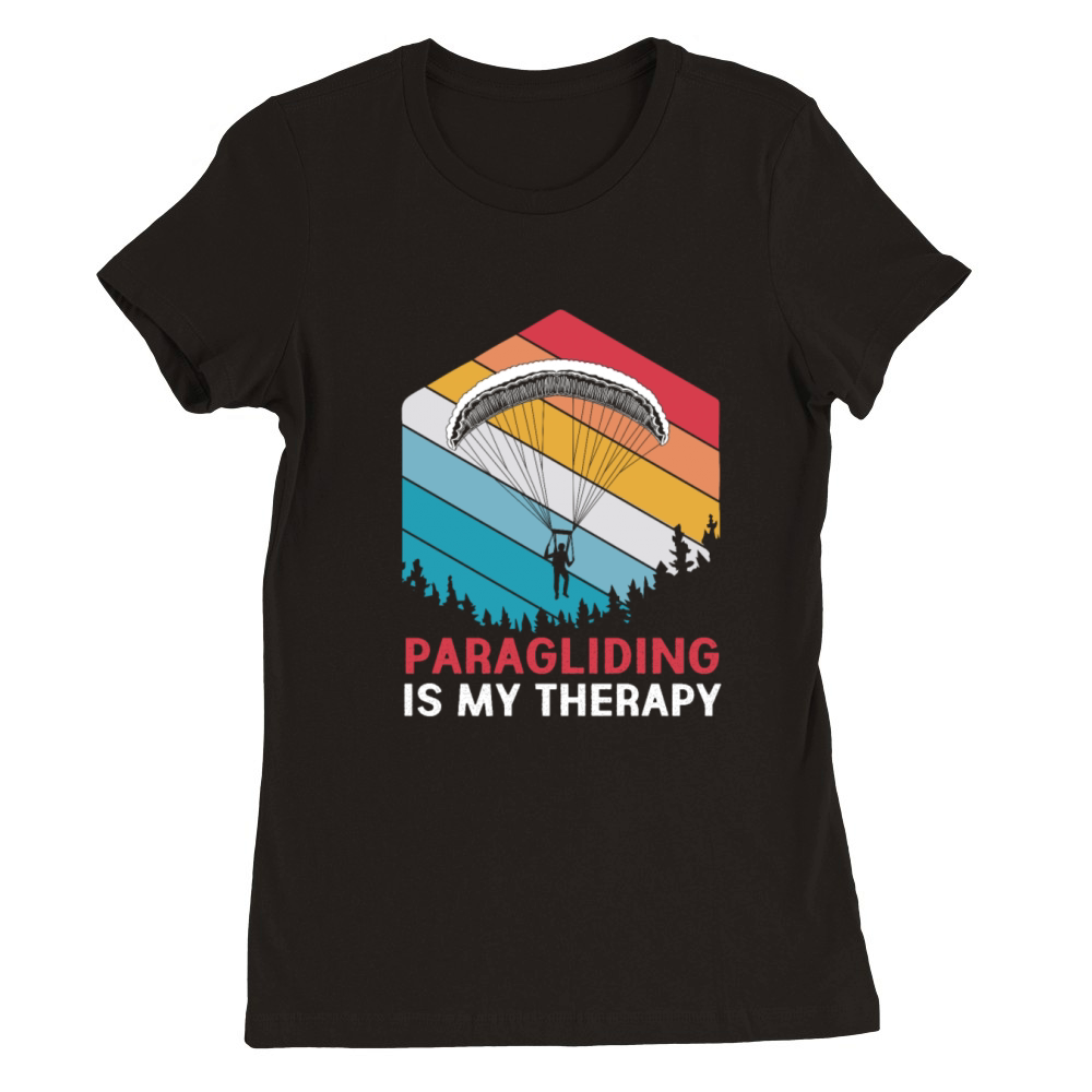 Retro Vintage Paragliding Is My Therapy Premium Womens Crewneck T-shirt