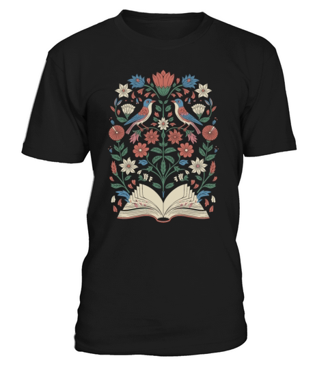 Cottagecore Birds and Blossoms with Open Book T-Shirt Unisex