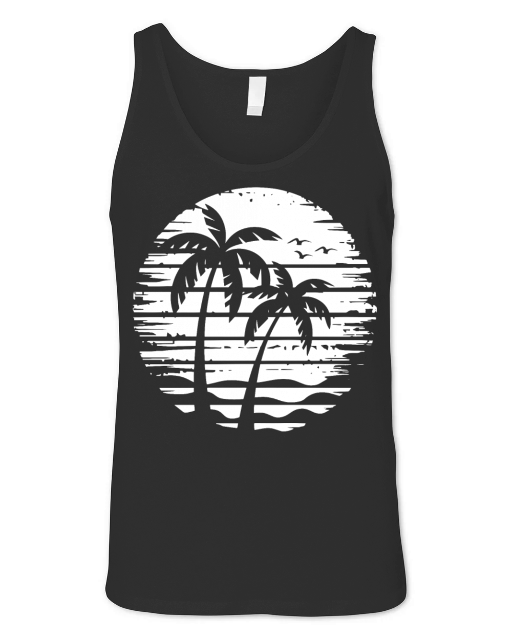 Vintage Palm Tree Beach Sunset Tropical Retro Unisex Jersey Tank