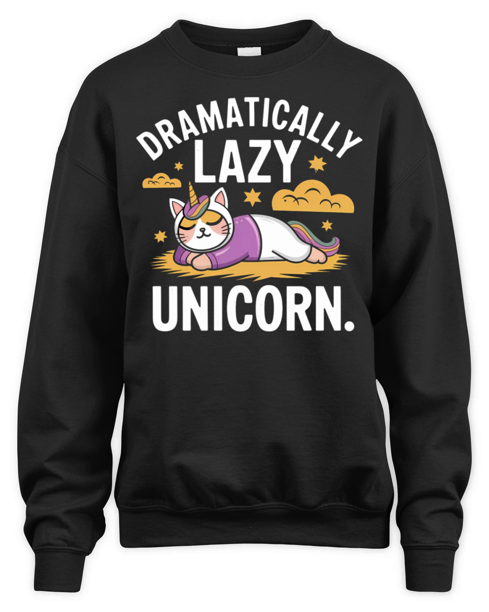Fun and Lazy Unicorn Cat for Magical Days Unisex Premium Crewneck Sweatshirt