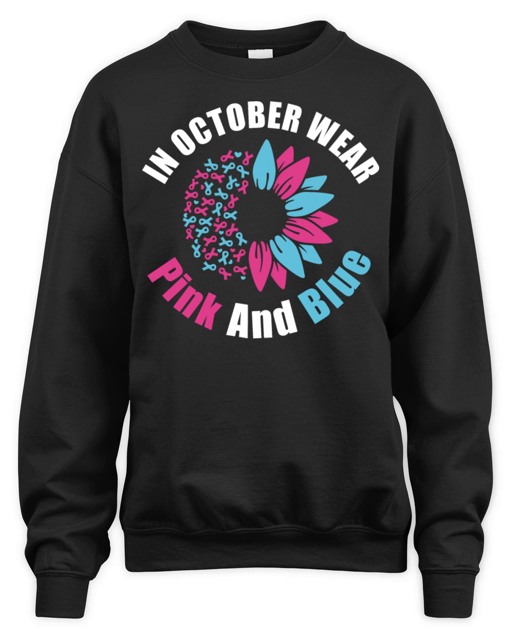 In October Wear Pink Blue Unisex Premium Crewneck Sweatshirt