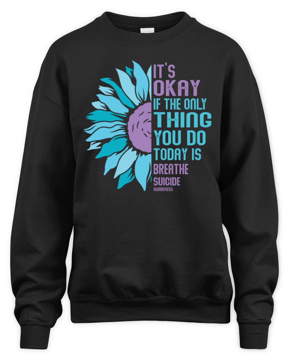Mental Health Warrior Purple and Teal Unisex Premium Crewneck Sweatshirt
