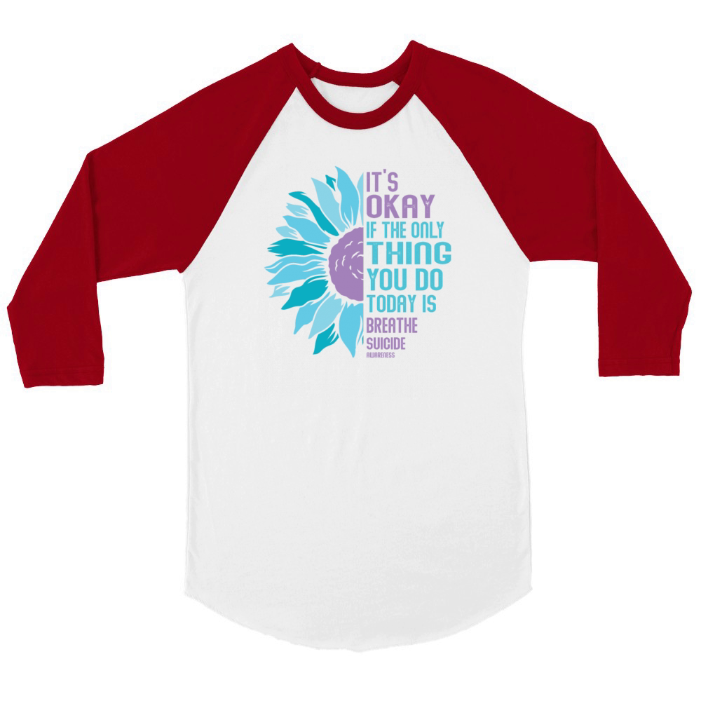 Mental Health Warrior Purple and Teal Unisex ¾ sleeve Raglan T-shirt