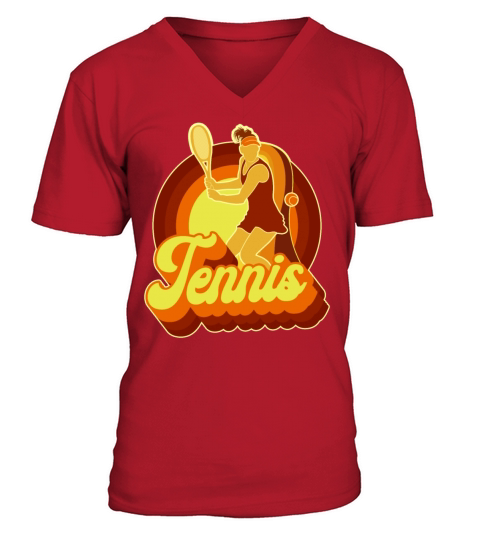 Funny Tennis Player Racket Retro V-Neck T-shirt