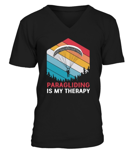 Retro Vintage Paragliding Is My Therapy V-Neck T-shirt