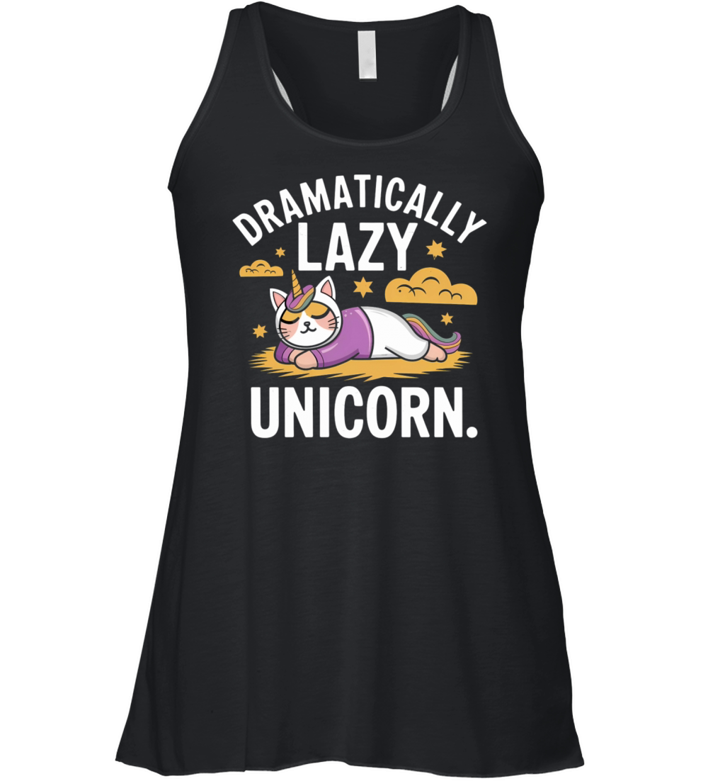 Fun and Lazy Unicorn Cat for Magical Days Women's Flowy Tank Top