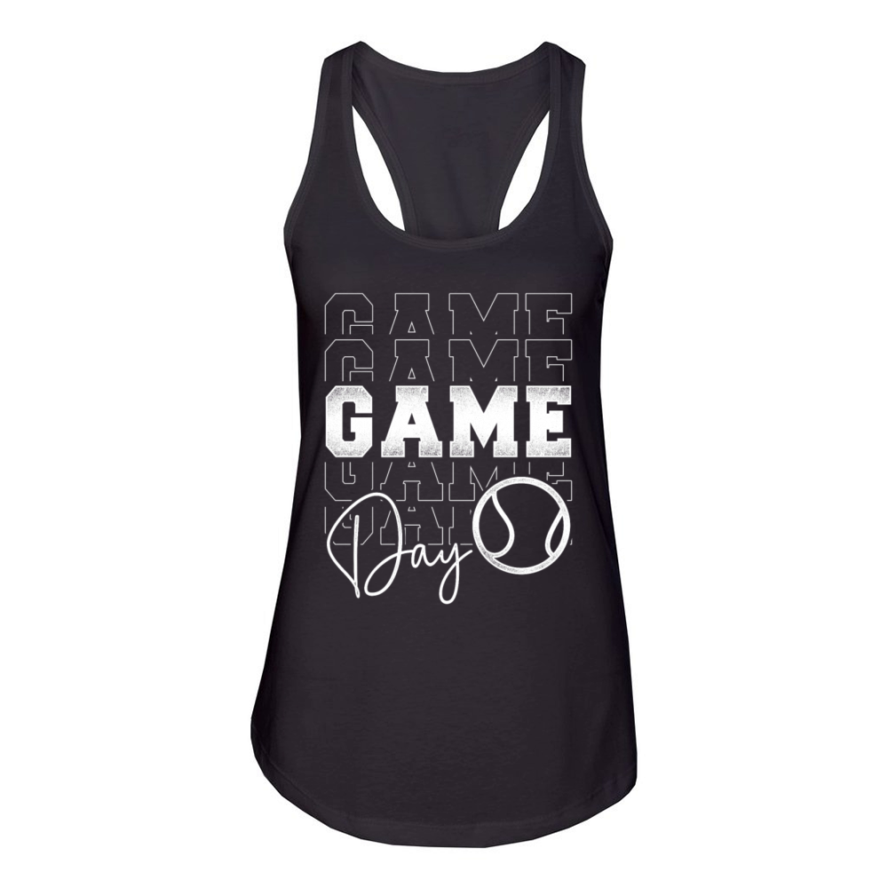 Funny Tennis Player Racket Game Women's Racerback Tank