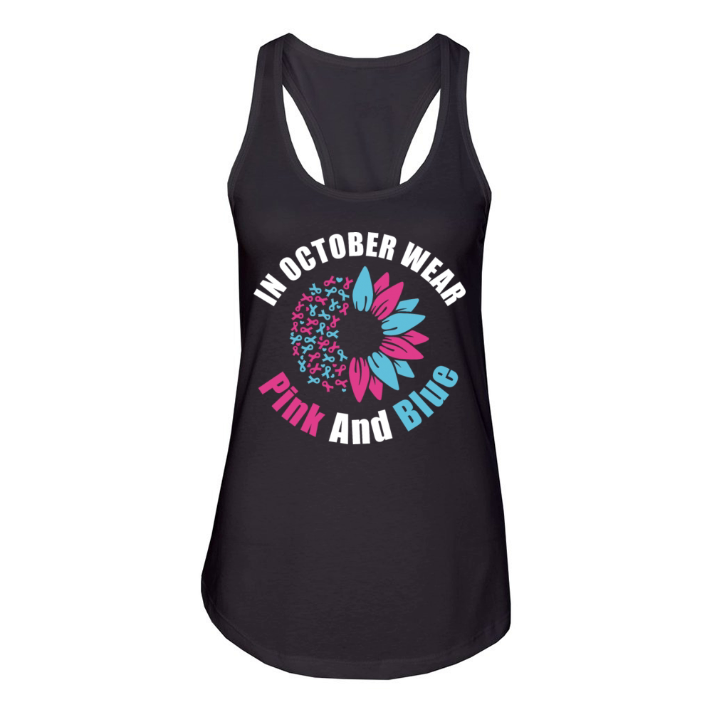 In October Wear Pink Blue Women's Racerback Tank