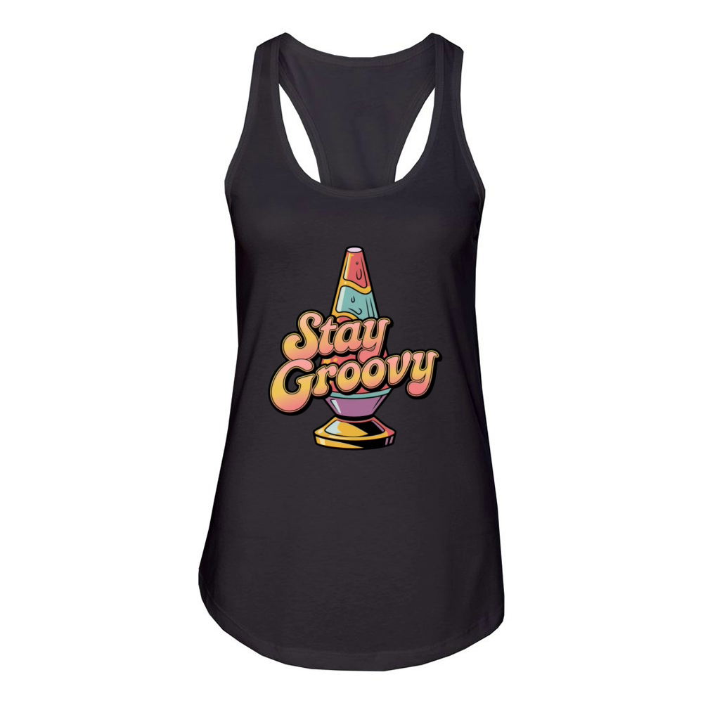 "Lava Lamp Stay Groovy Retro Vibes Graphic Tee Women's Racerback Tank