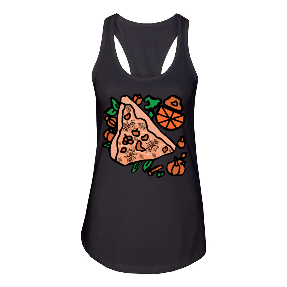 Retro Pizza with a Pumpkin Twist Women's Racerback Tank