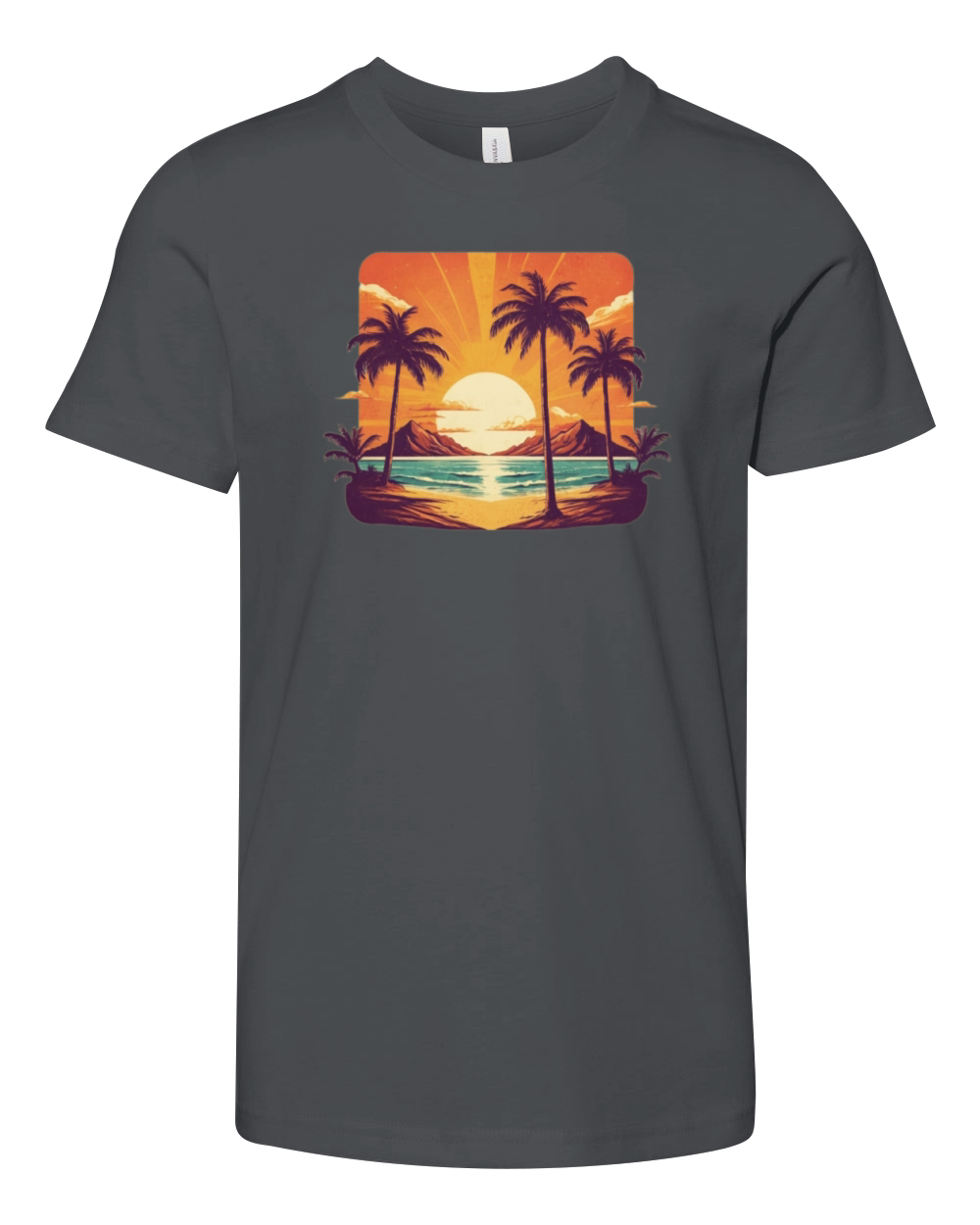 Retro Comic Style Tropical Palm - Vintage Vibes Youth Unisex Jersey Tee