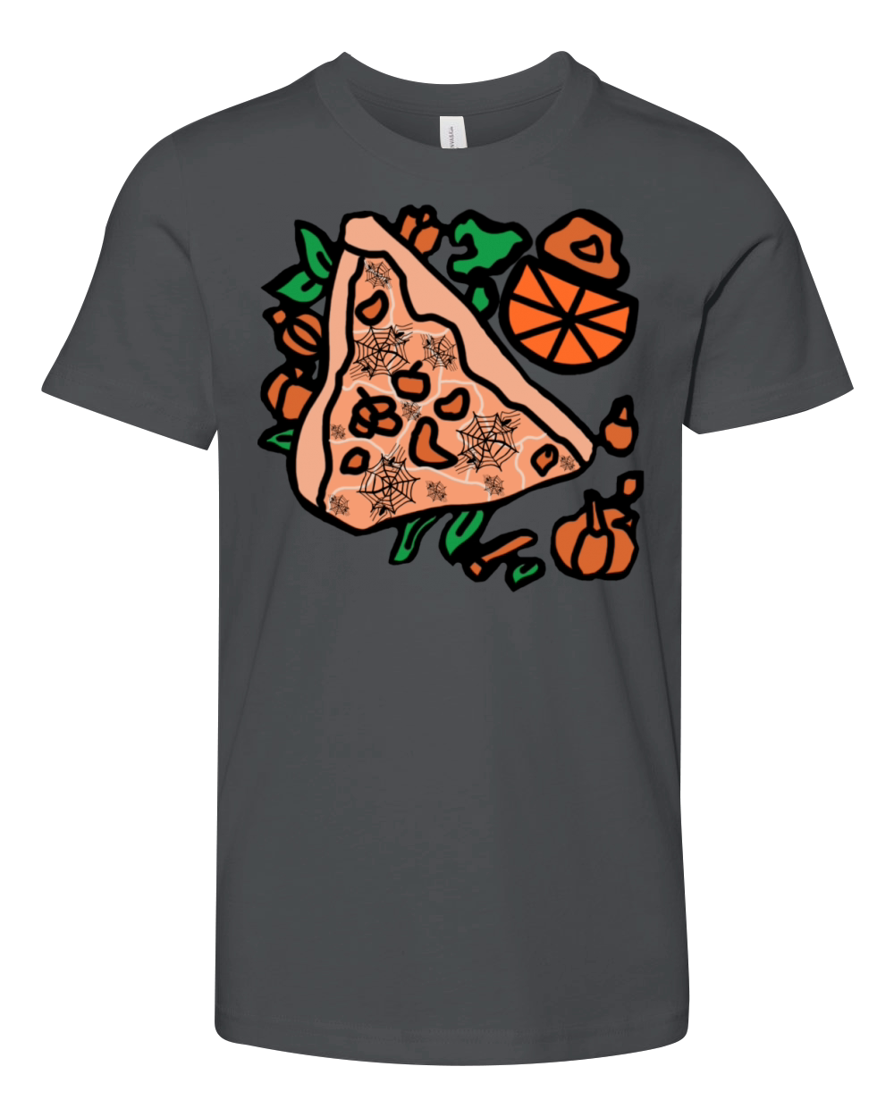 Retro Pizza with a Pumpkin Twist Youth Unisex Jersey Tee