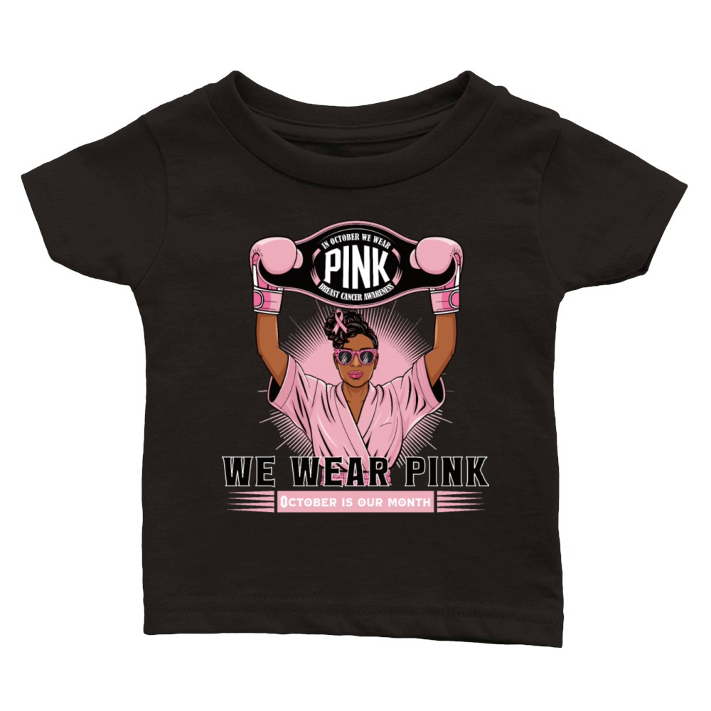 Breast Cancer Design In Pink Boxer Style Classic Baby Crewneck T-shirt